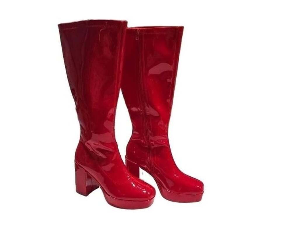 Red Patent Platform Gogo Boots